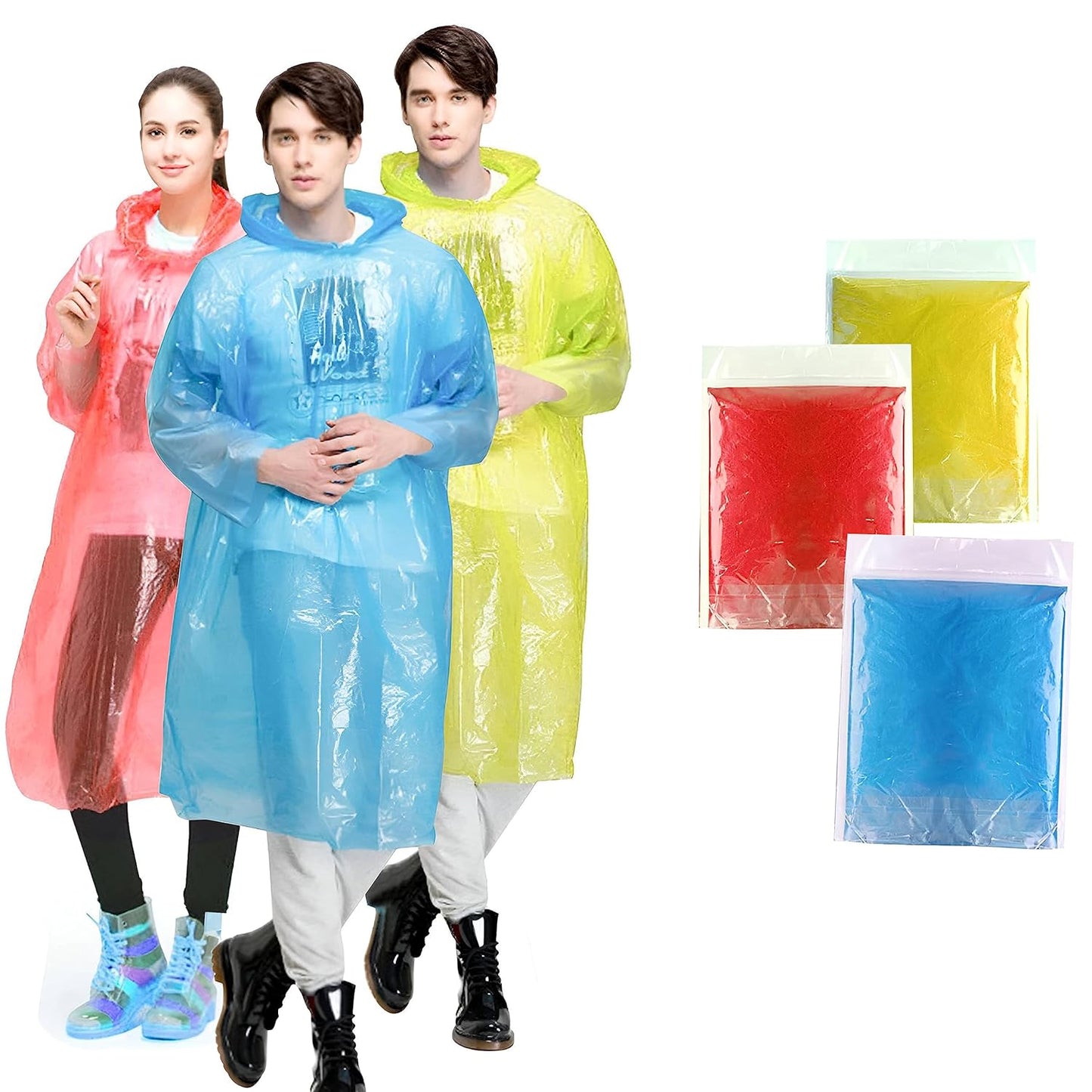 FULLY Reusable Wallet Rain Card Rain Coat for Adults (Set of 10) Multicolour