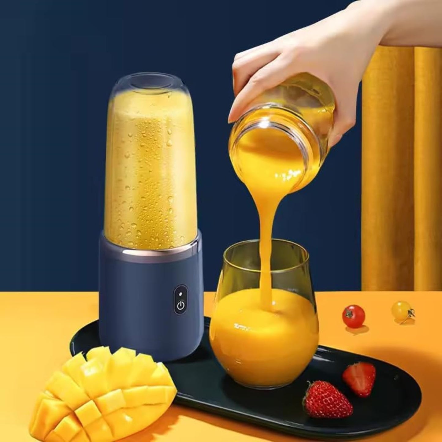 Portable Blender Electric Juicers Fruit Mixers USB Rechargeable Smoothie Mini Personal Juicer 6 Blades 3Gears With 1500 Mah Rechargeable Battery (Best In Segment)